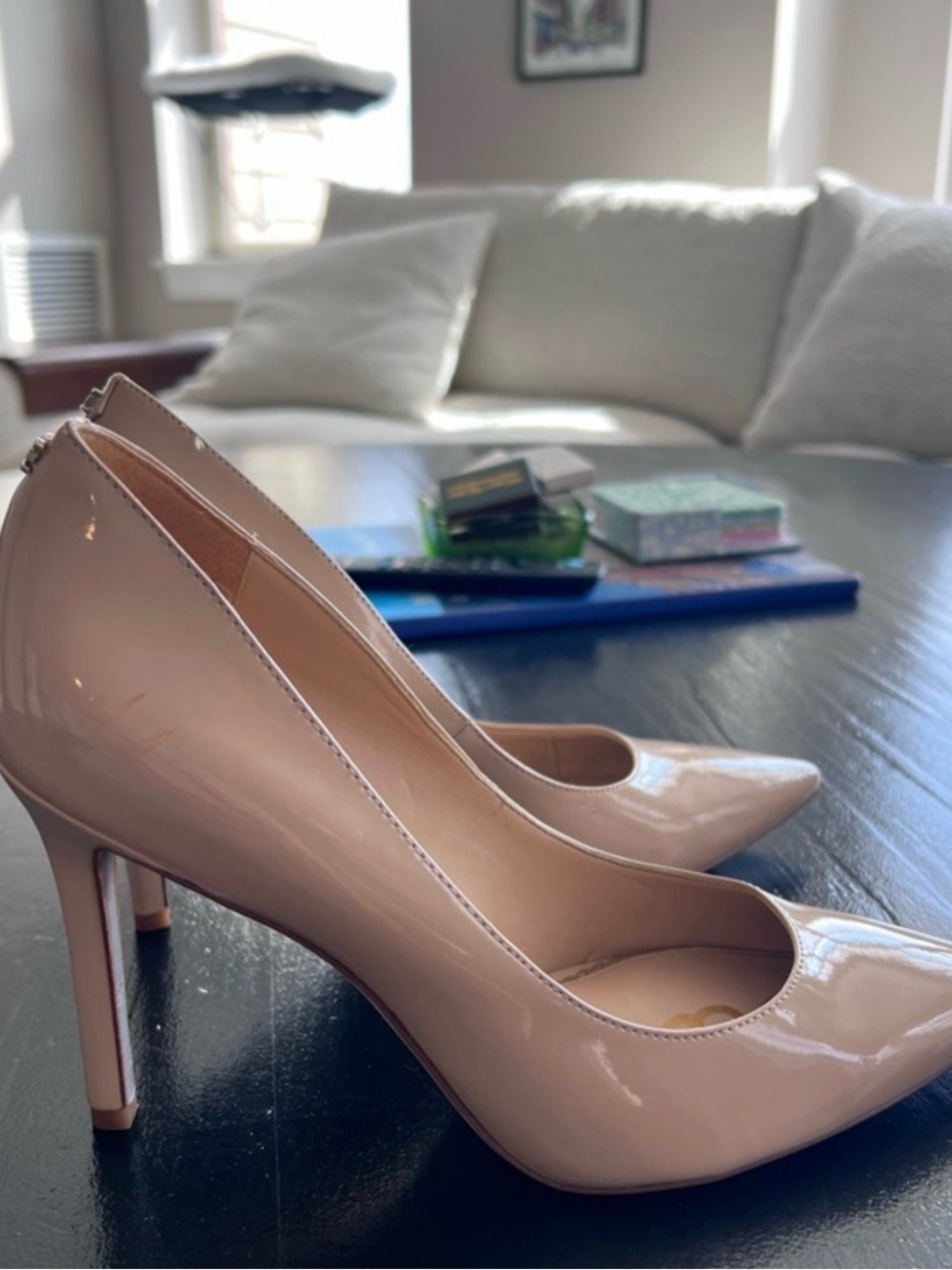 Sam Edelman Nude Patent Pointed-Toe Pumps